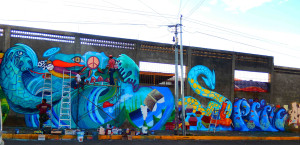 Mural collaboration with community in Managua, as cultural envoy through US embassy 
